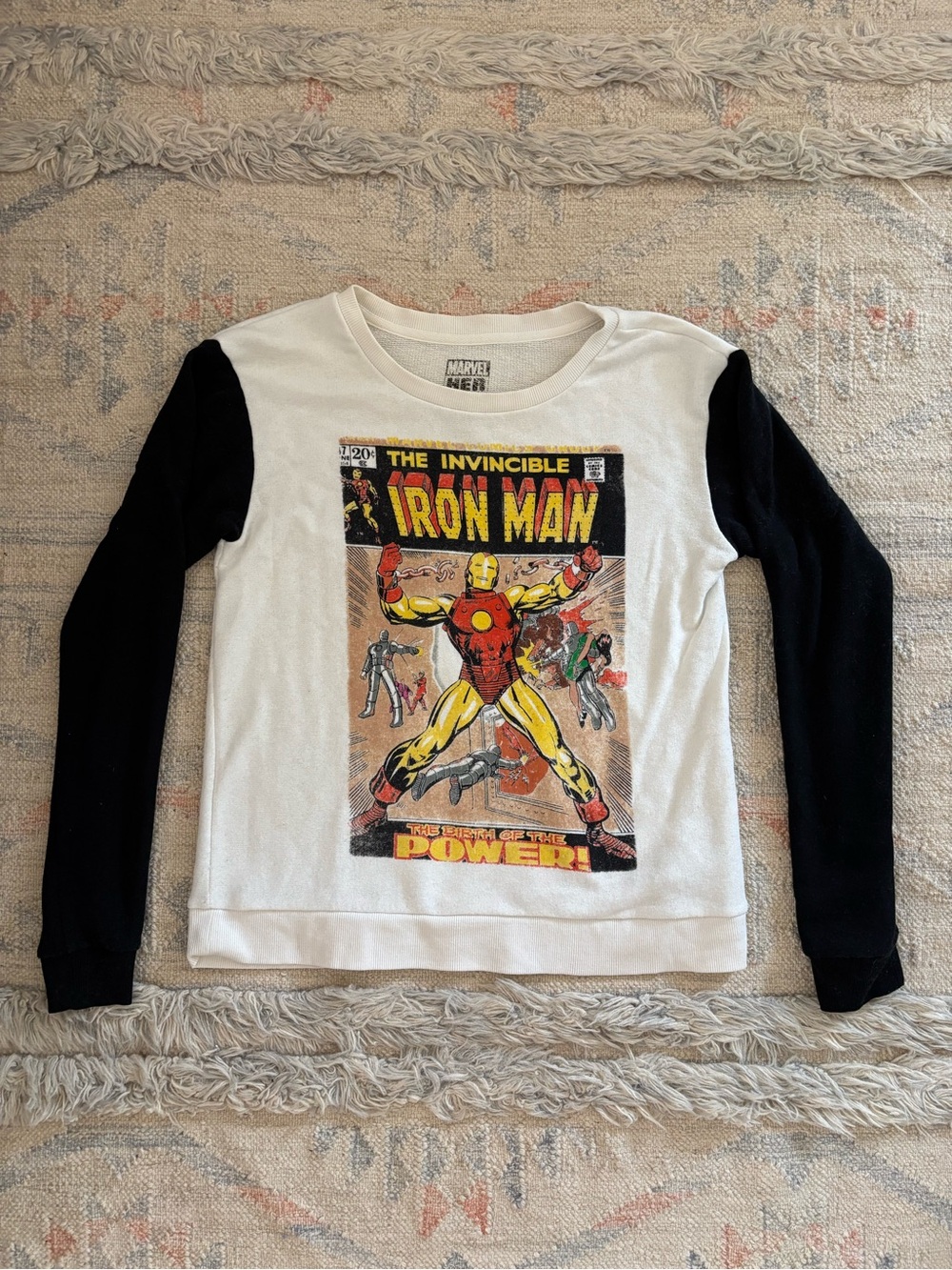 Marvel Iron Man Raglan Graphic Sweatshirt - White and Black